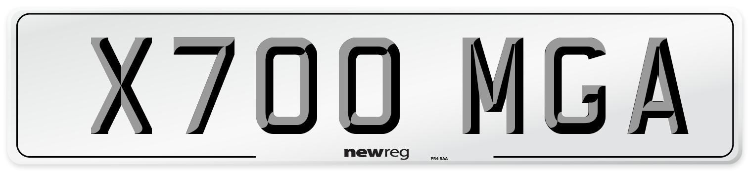 X700 MGA Number Plate from New Reg